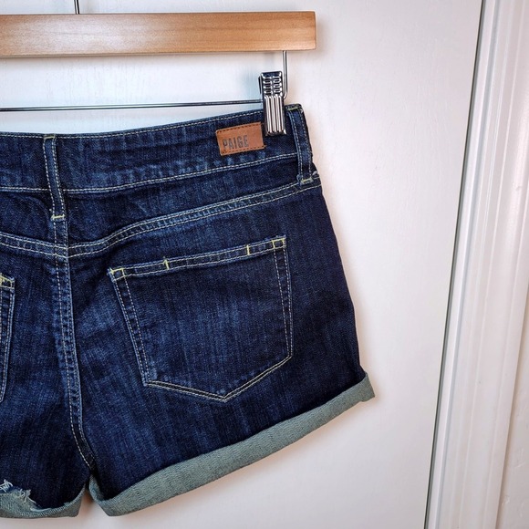 Paige Jimmy Jimmy Cuffed Blue Denim Shorts Size 26 Jean Summer Cutoffs - Picture 8 of 11